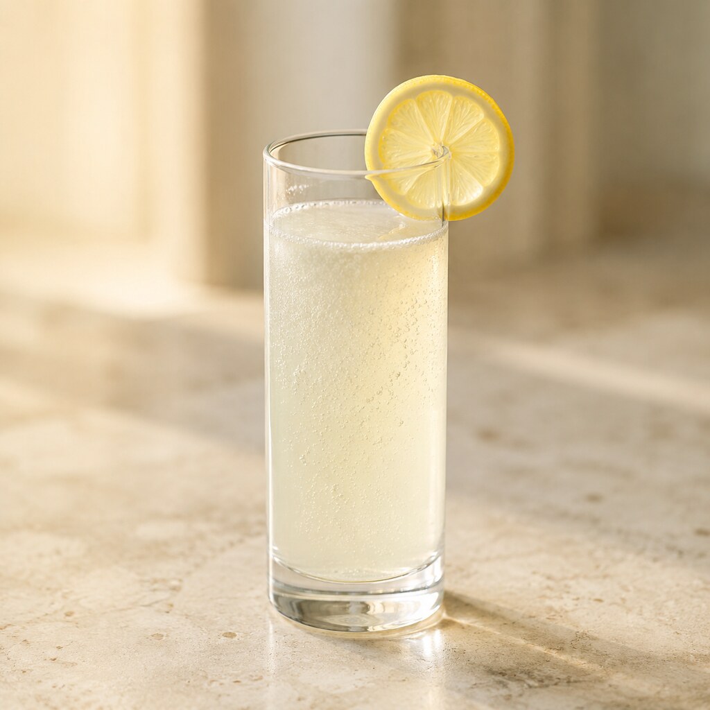 Gin Fizz claro de ginebra y limón terminado con soda