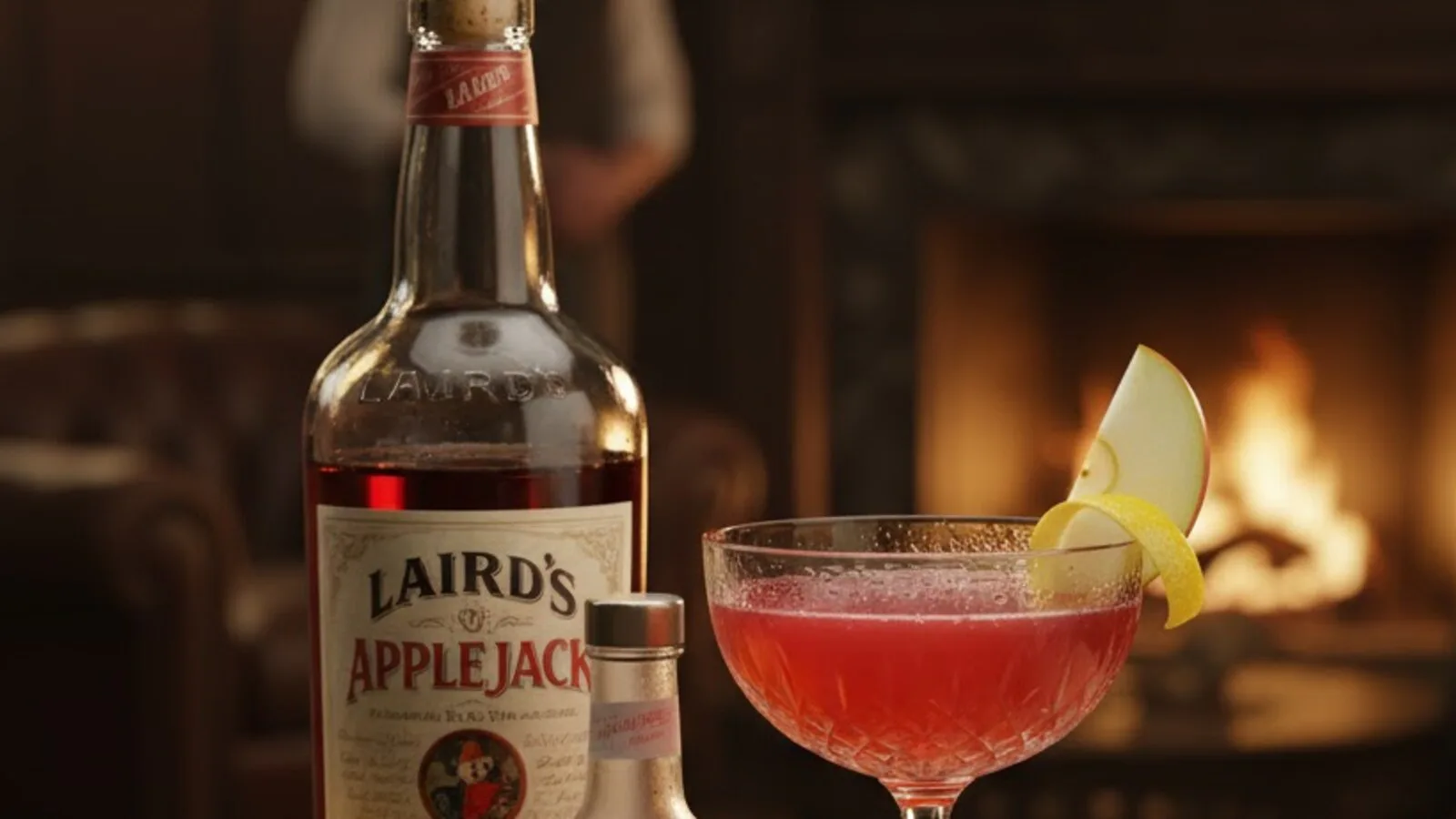 Jack Rose de applejack, limón y granadina servido en copa fría