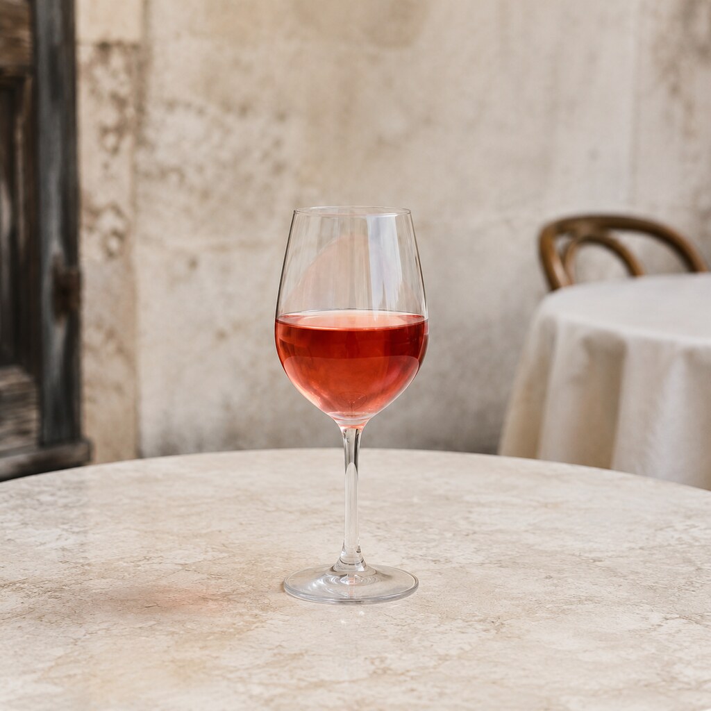 Kir de vino blanco seco y crème de cassis servido frío