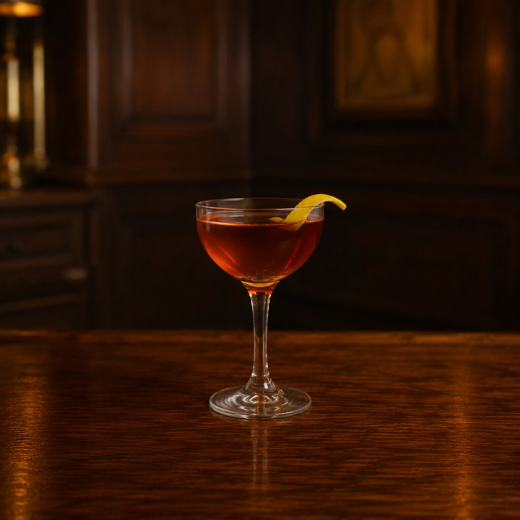 Martinez de ginebra, vermut rojo, marrasquino y bitters de naranja