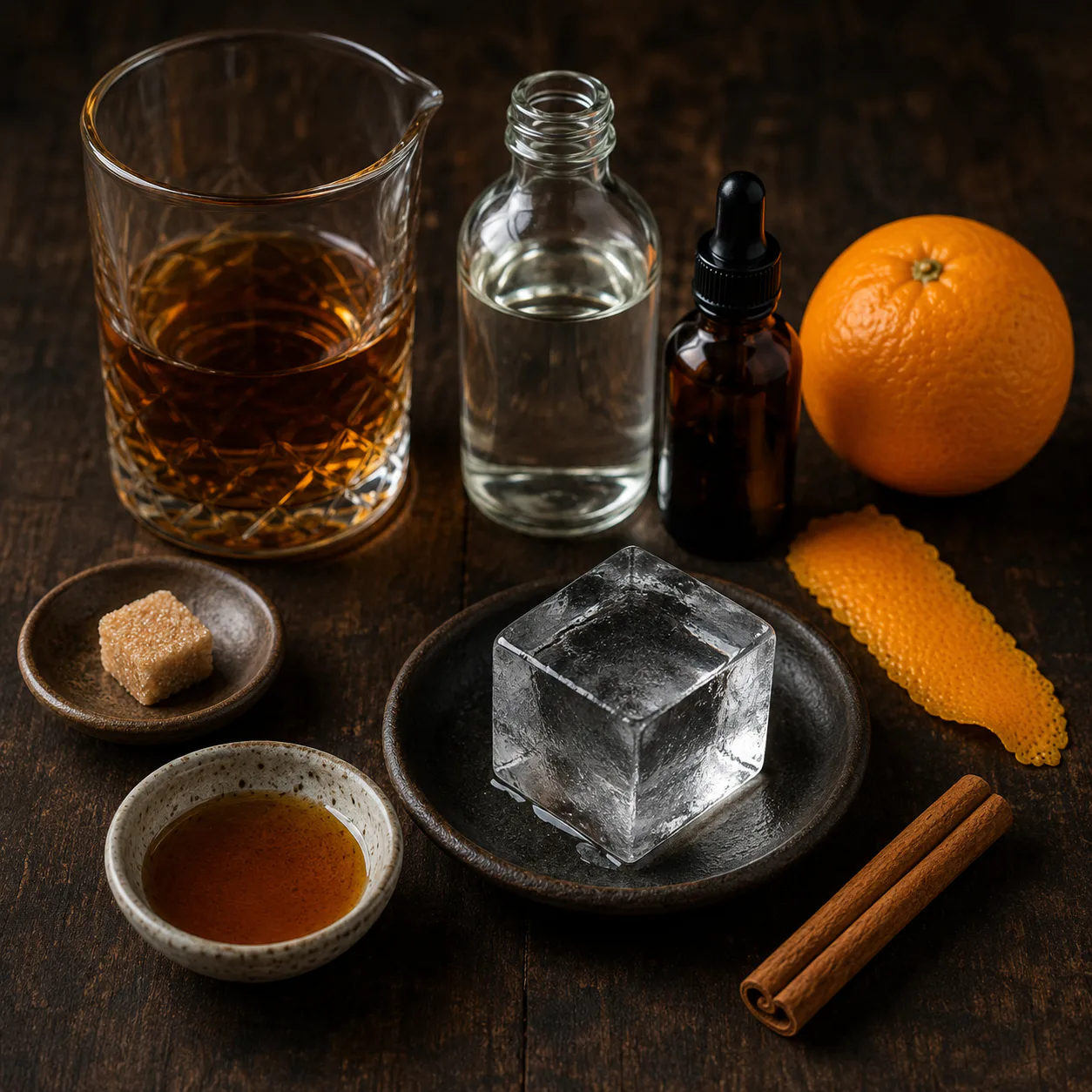 Tequila reposado, mezcal, néctar de agave, Angostura y naranja