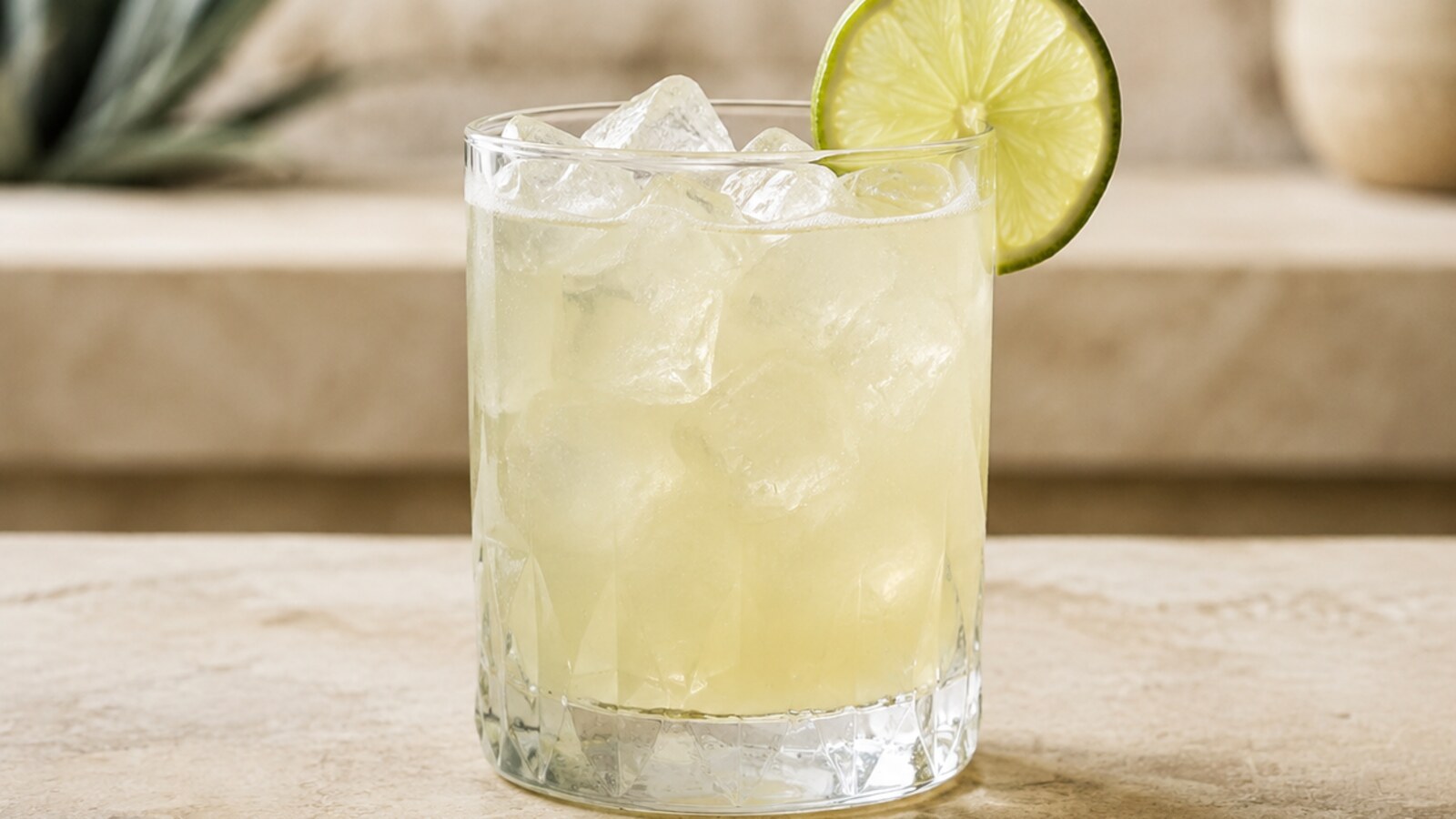 Tommy’s Margarita de tequila, lima y néctar de agave servida con hielo