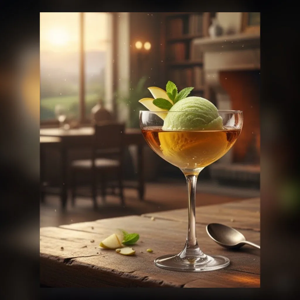 Trou Normand terminado con sorbete de manzana firme y Calvados medido