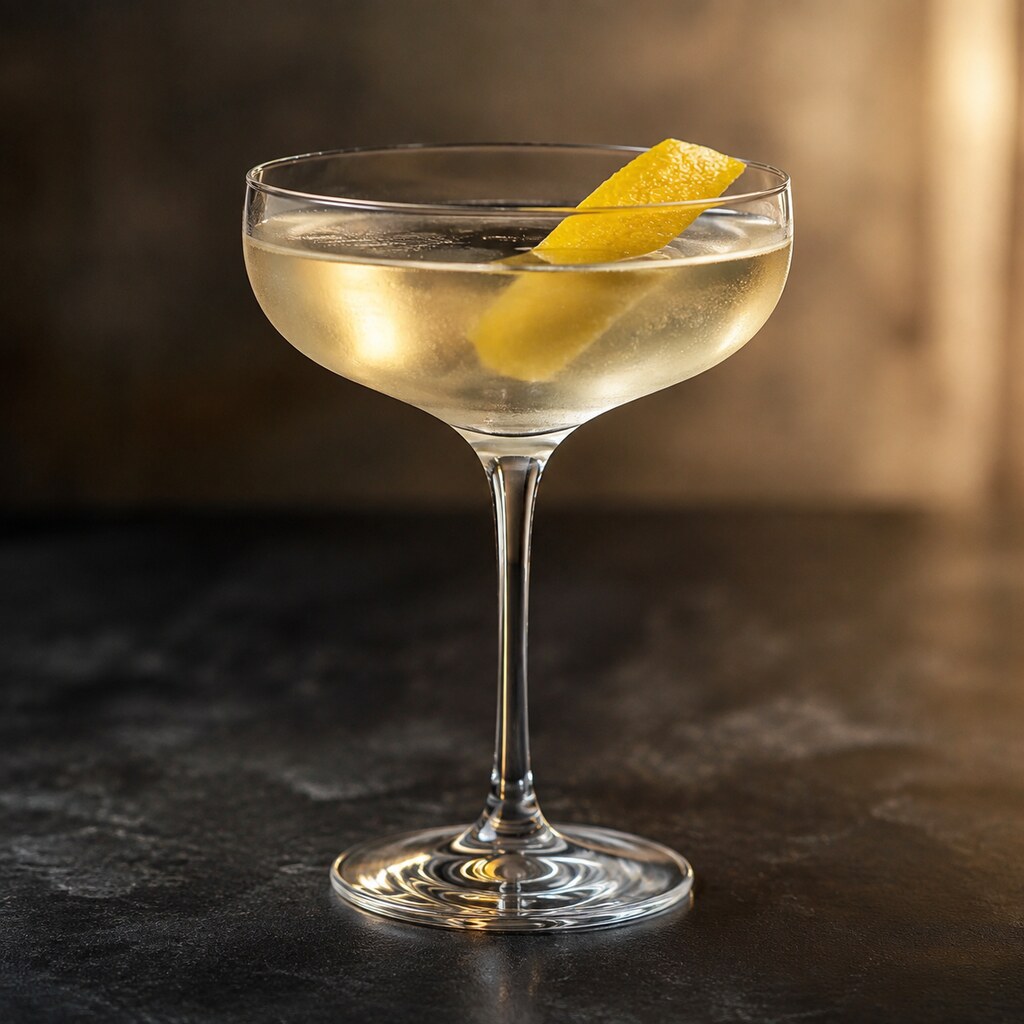 Vesper de ginebra, vodka y Lillet Blanc con piel de limón
