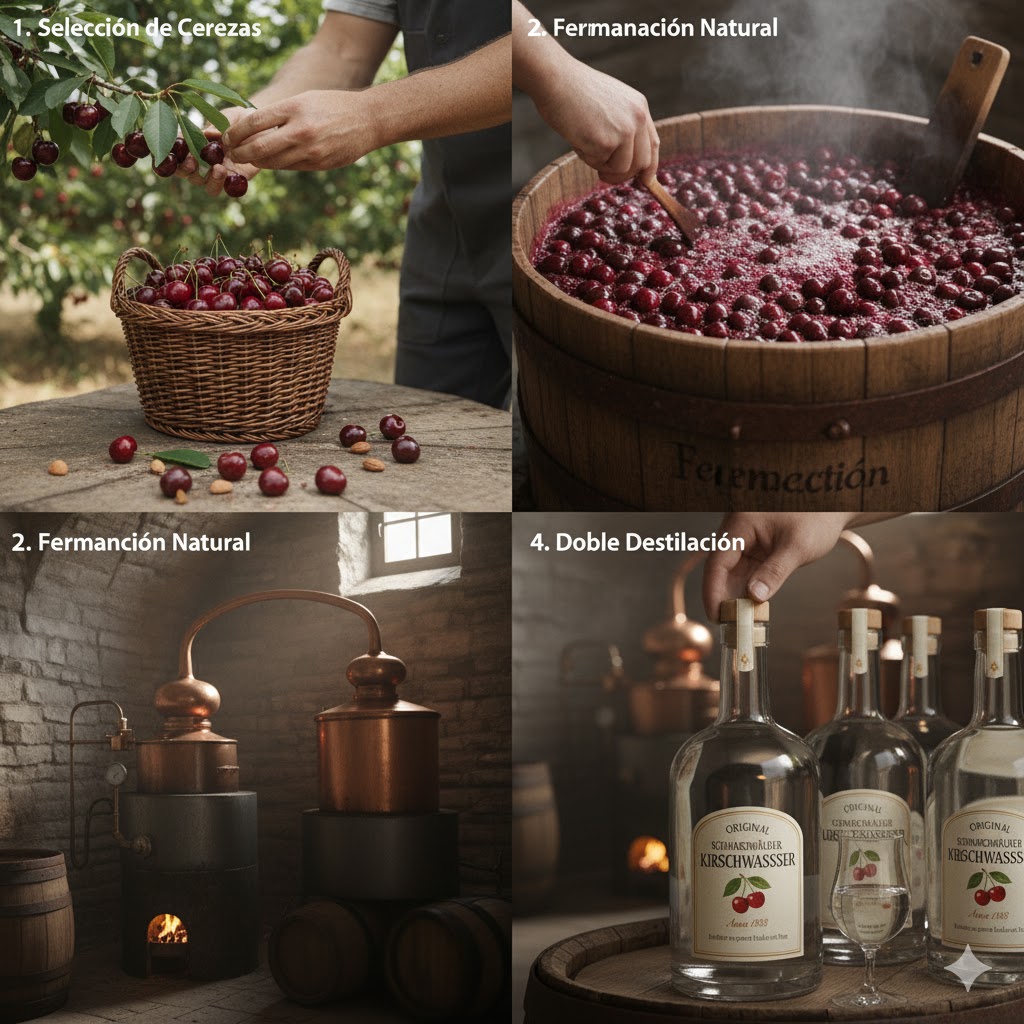 Proceso artesanal de elaboración del kirsch