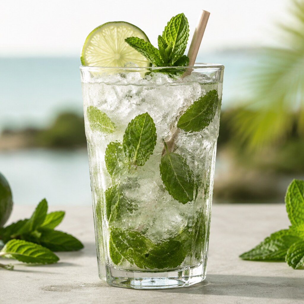 Mojito sin alcohol con lima y menta