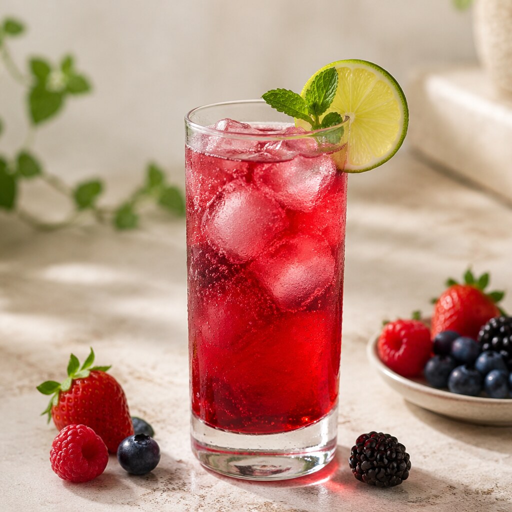 Mocktail de frutos rojos sin alcohol