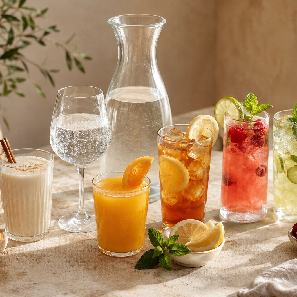 Agua, zumo, té helado, horchata y mocktails sin alcohol