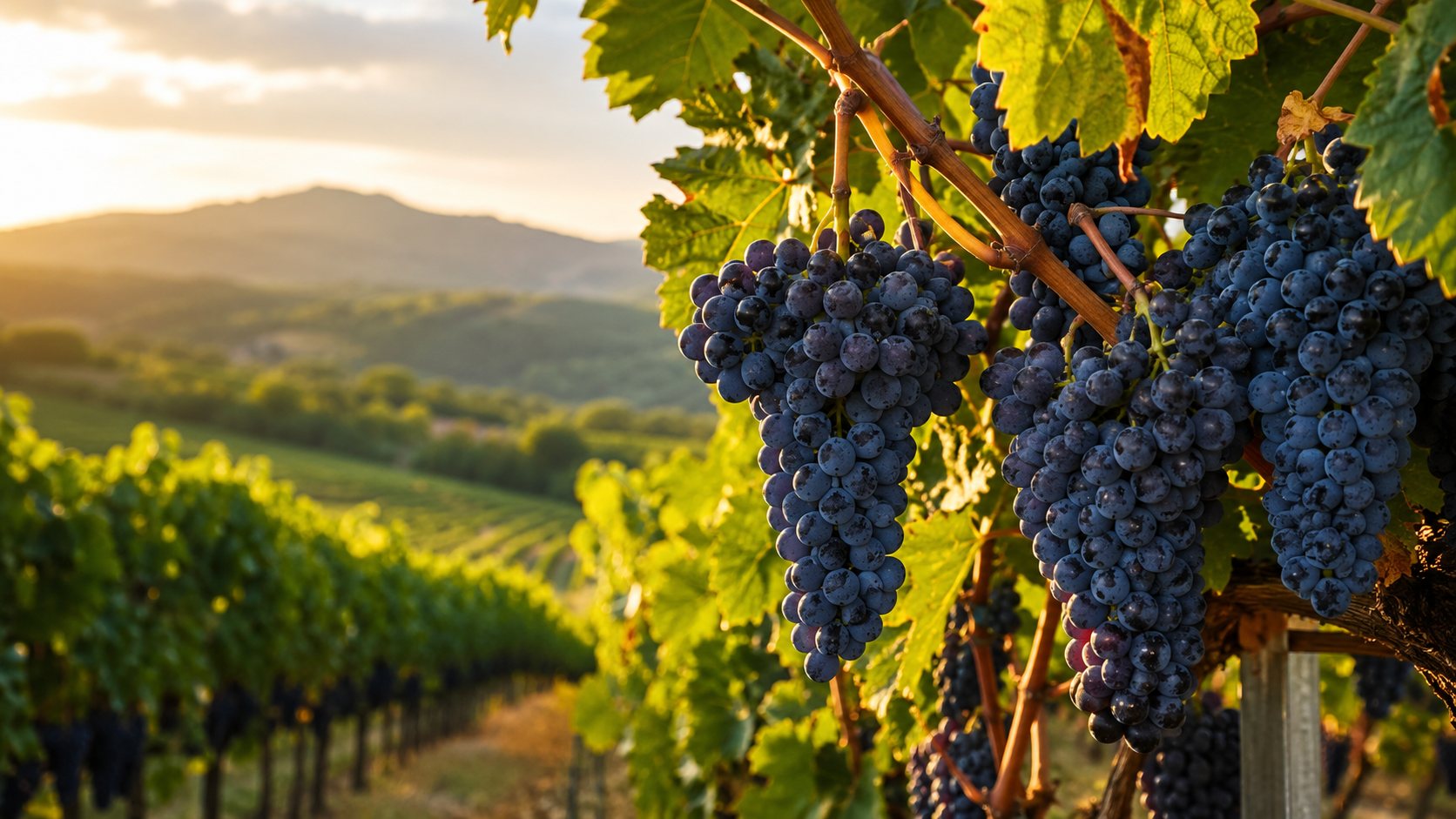 Viñedo de Aglianico en las laderas del sur de Italia