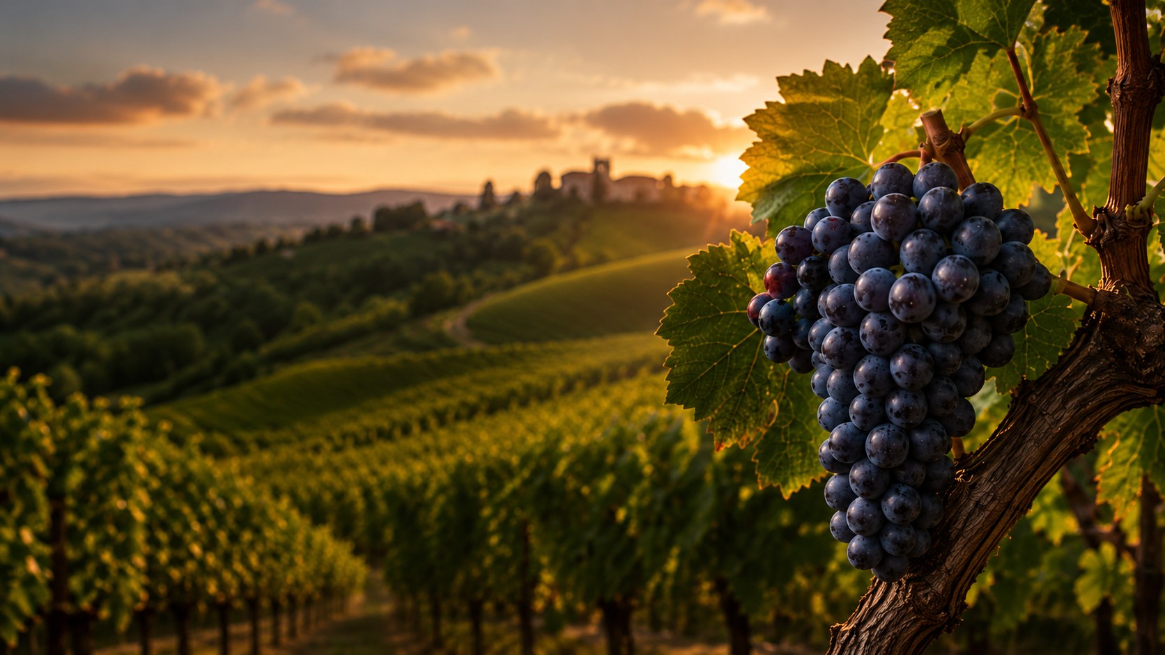 Viñedos de Barbera en las colinas del Piemonte