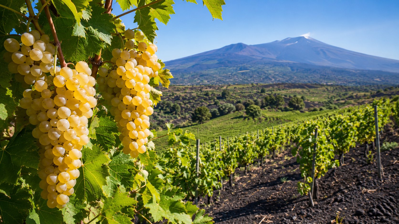 Viñedo de Carricante en las laderas volcánicas del Etna