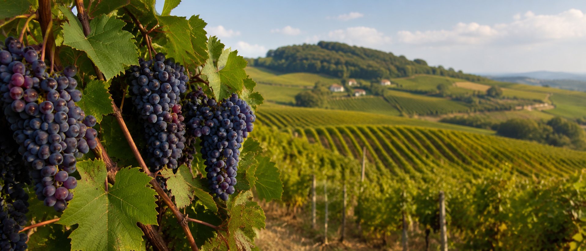 Viñedos de Gamay en las colinas de Beaujolais