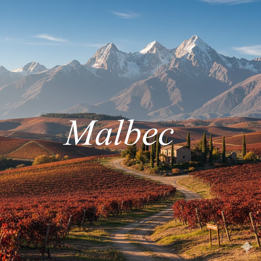 Viñedos de Malbec frente a la cordillera de los Andes