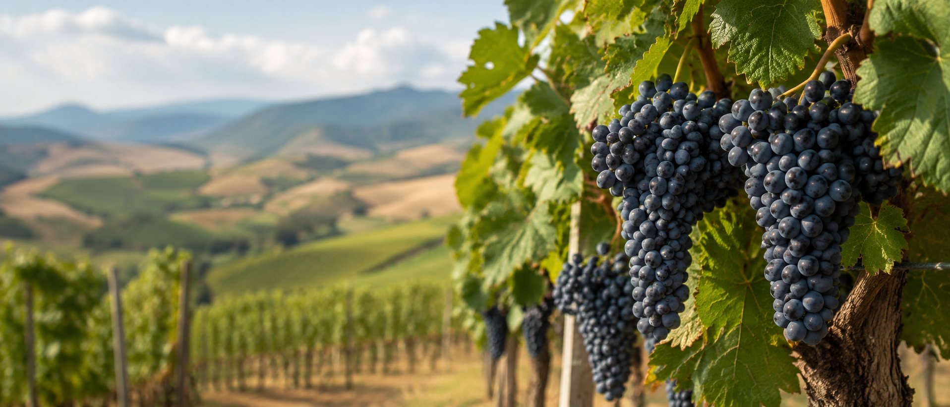 Viñedo de Montepulciano en las colinas de Abruzzo
