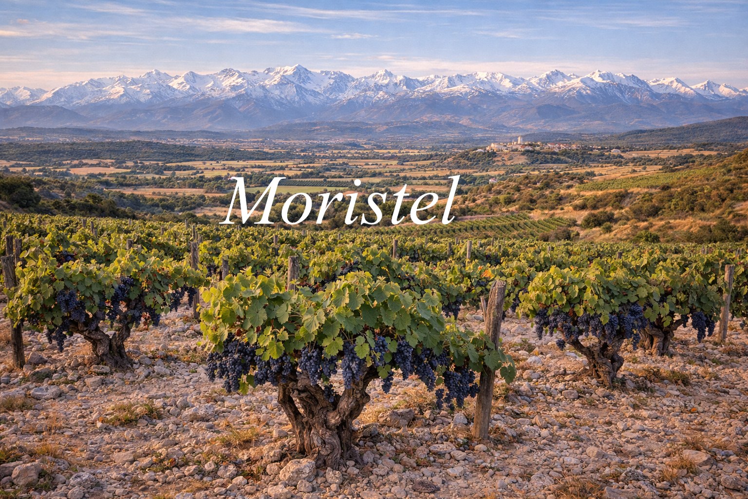 Viñedo de Moristel en el paisaje del Somontano aragonés