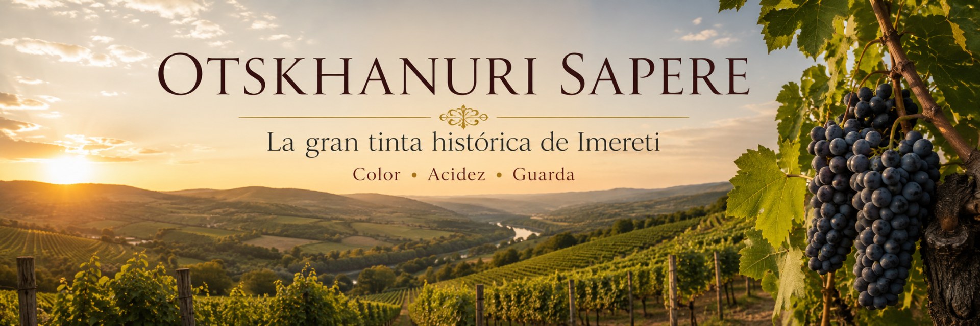Viñedo de Otskhanuri Sapere en las colinas de Imereti, Georgia