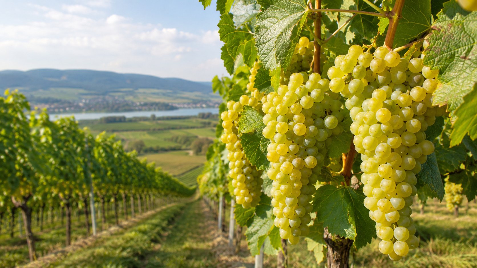 Viñedo de Pinot Blanc en una región europea de clima fresco