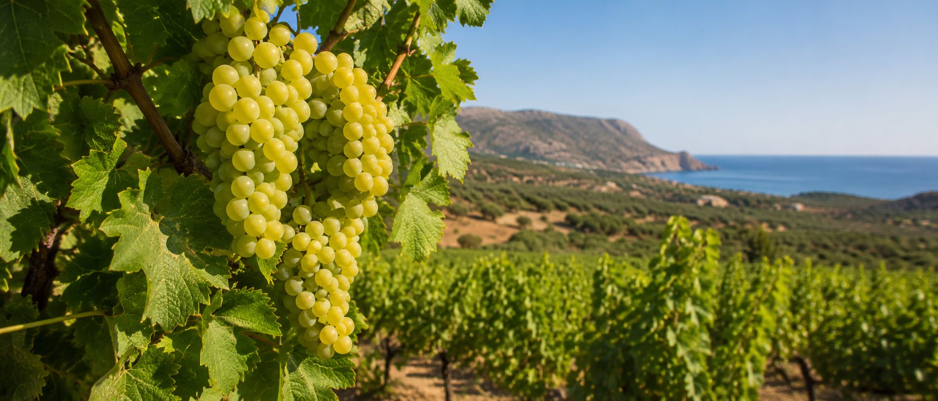 Viñedos de Vilana en las colinas frescas y soleadas de Creta