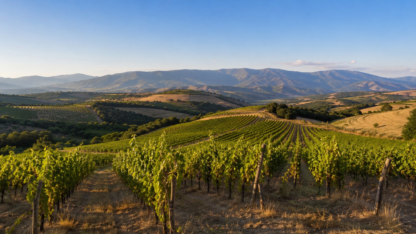 Viñedos de Xinomavro en las laderas del norte de Grecia