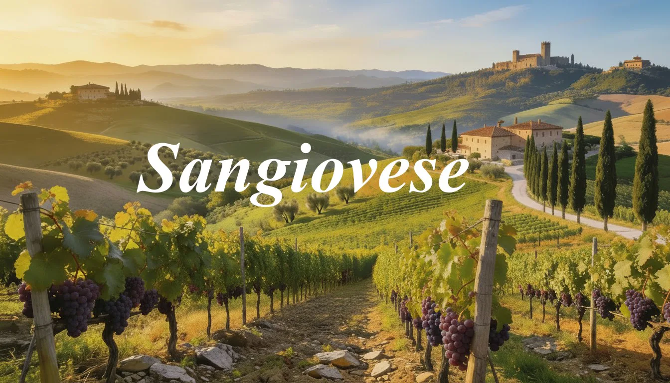 Viñedos de Sangiovese en las colinas de Toscana