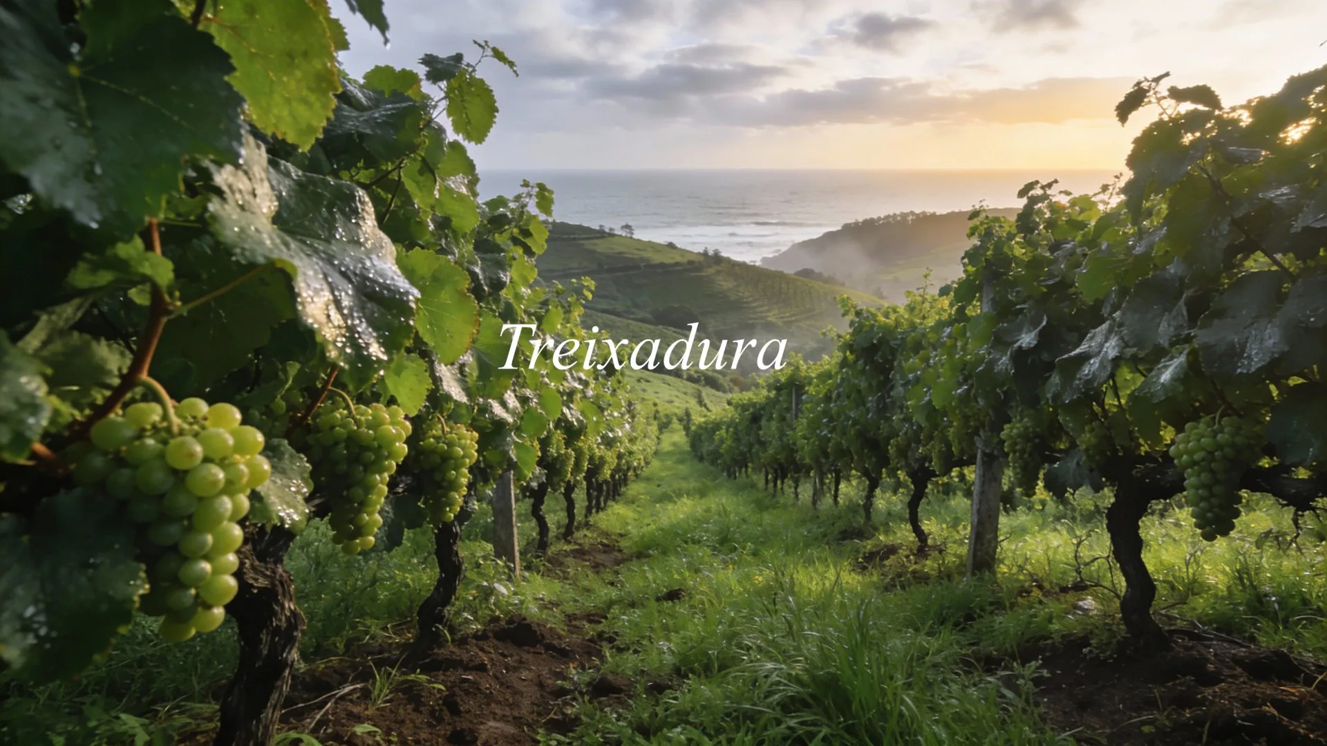 Viñedos de Treixadura en las laderas verdes del Ribeiro