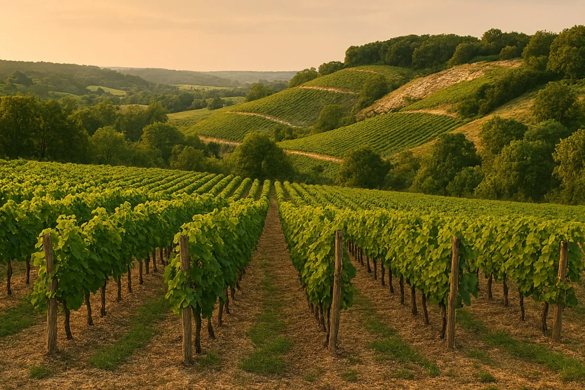 Paisaje de viñedos de Cabernet Franc en el valle del Loira