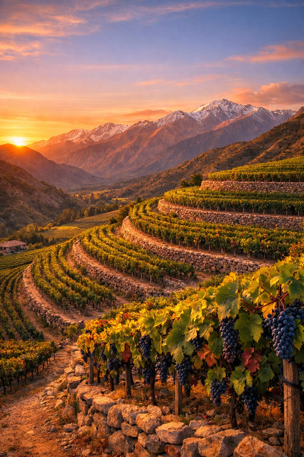 Viñedos de Malbec en Mendoza frente a los Andes