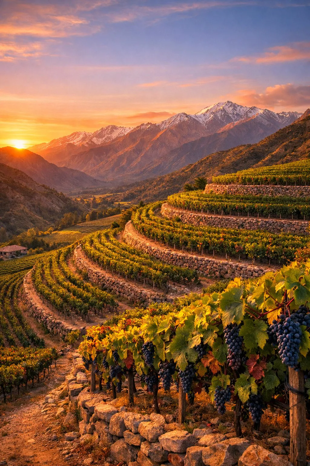 Viñedos de Malbec en Mendoza frente a los Andes