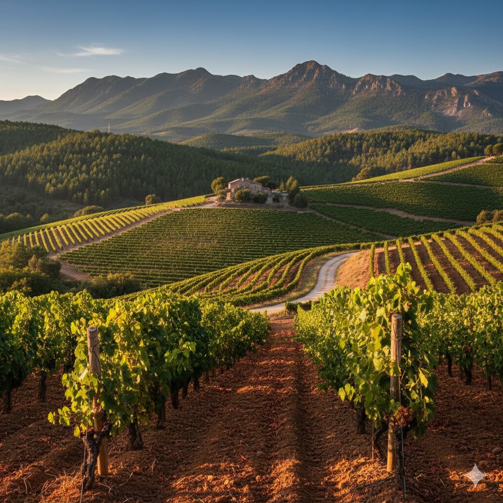 Paisaje de viñedos de Maturana Tinta en Rioja