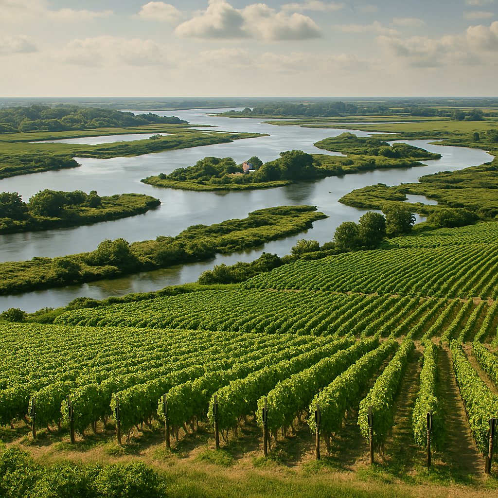 Paisaje de viñedos de Melon en Muscadet