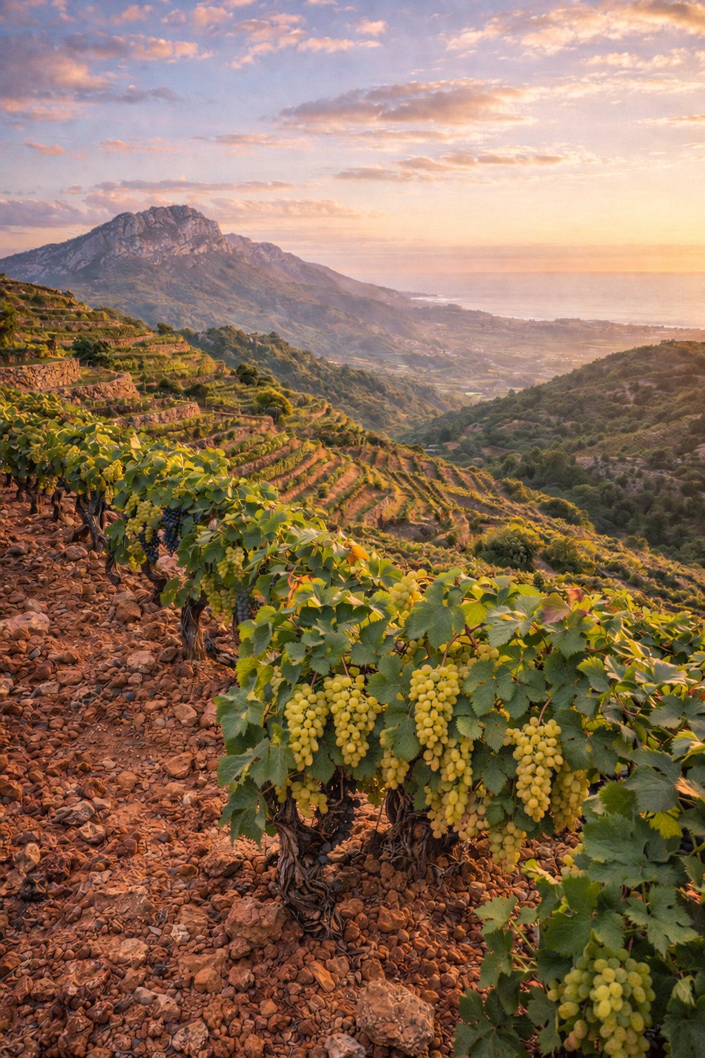 Paisaje de viñedos de Merseguera en Valencia