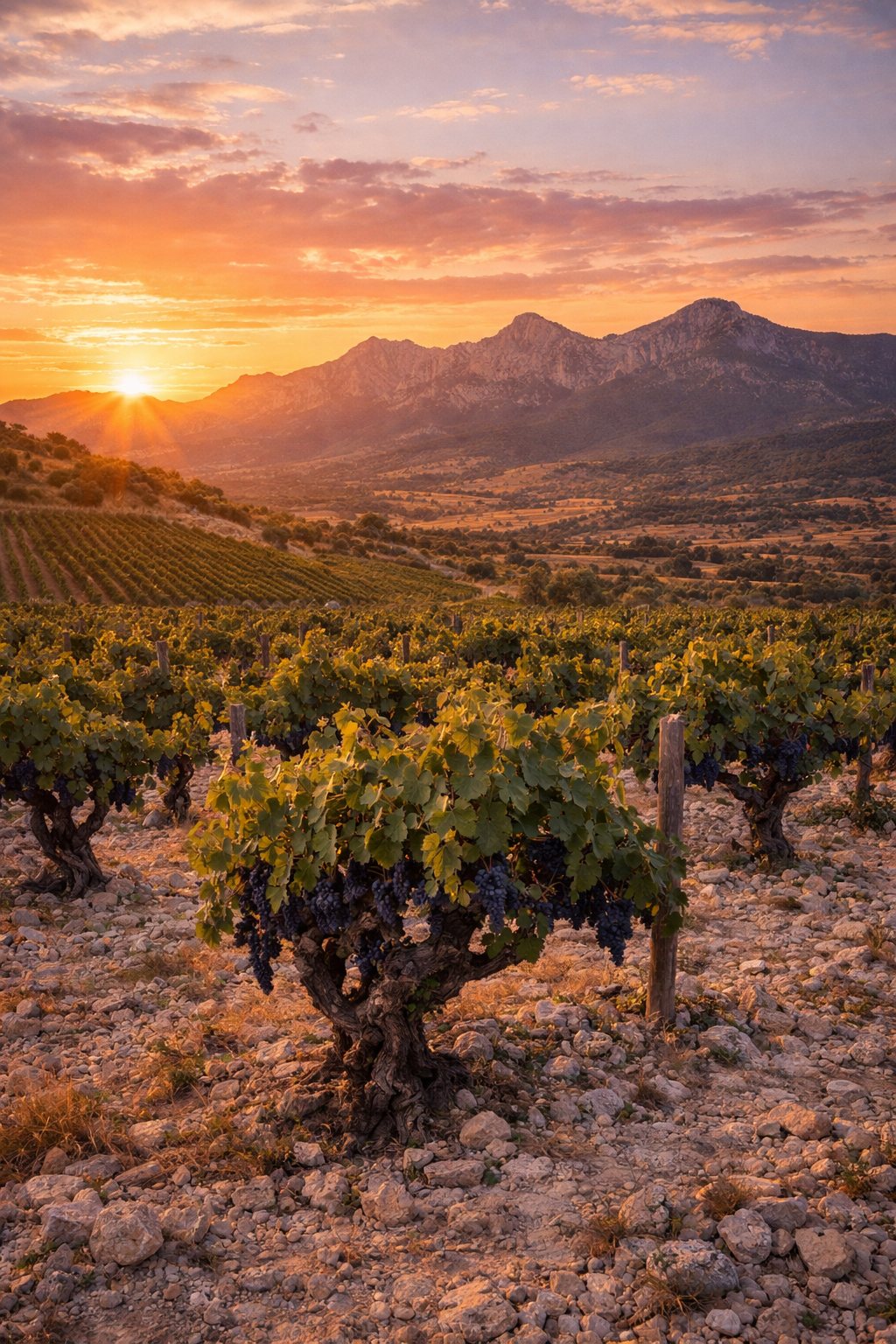Paisaje de viñedos viejos de Monastrell en Jumilla