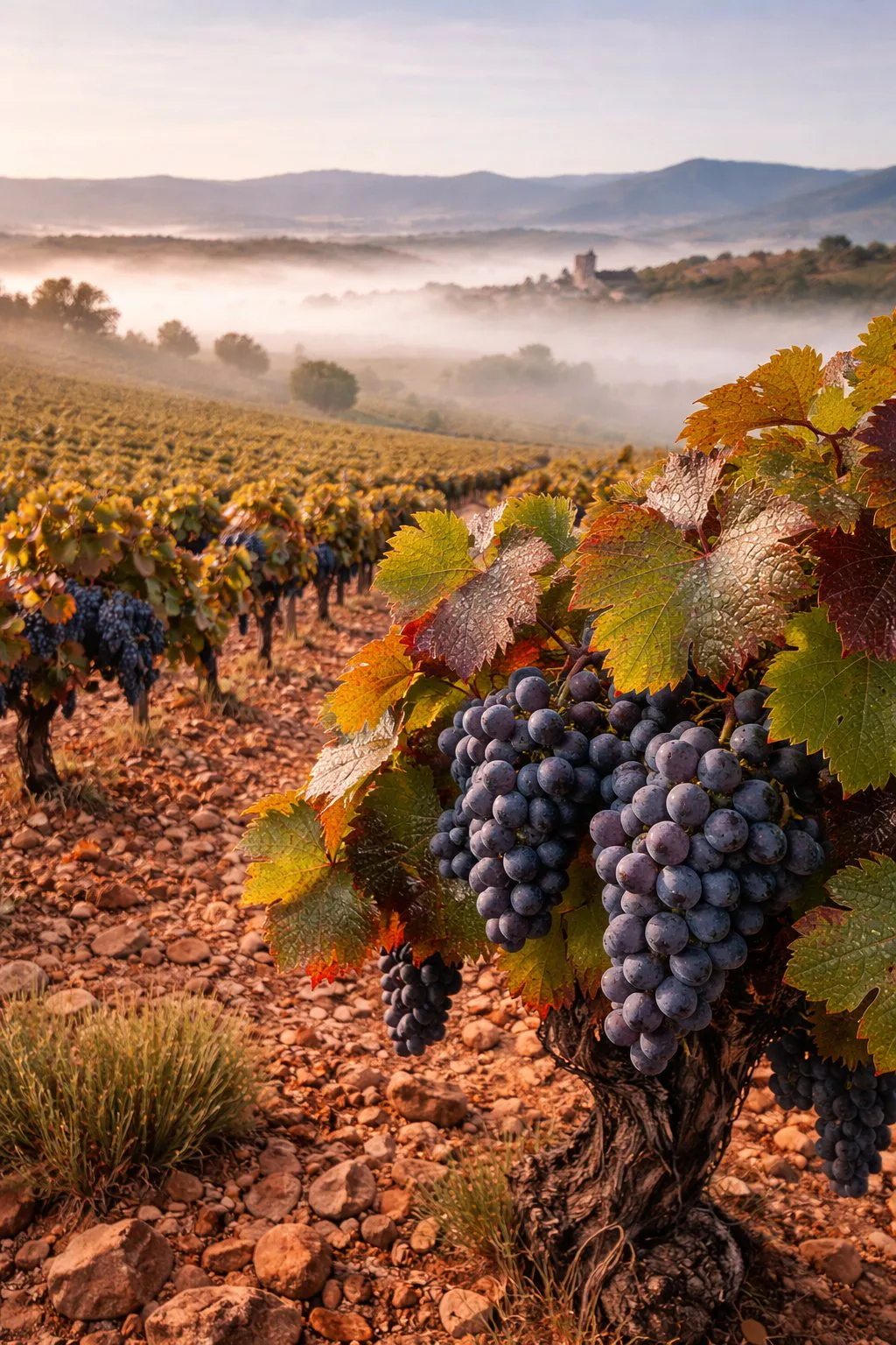 Paisaje vitícola de la DO León con viñas tradicionales