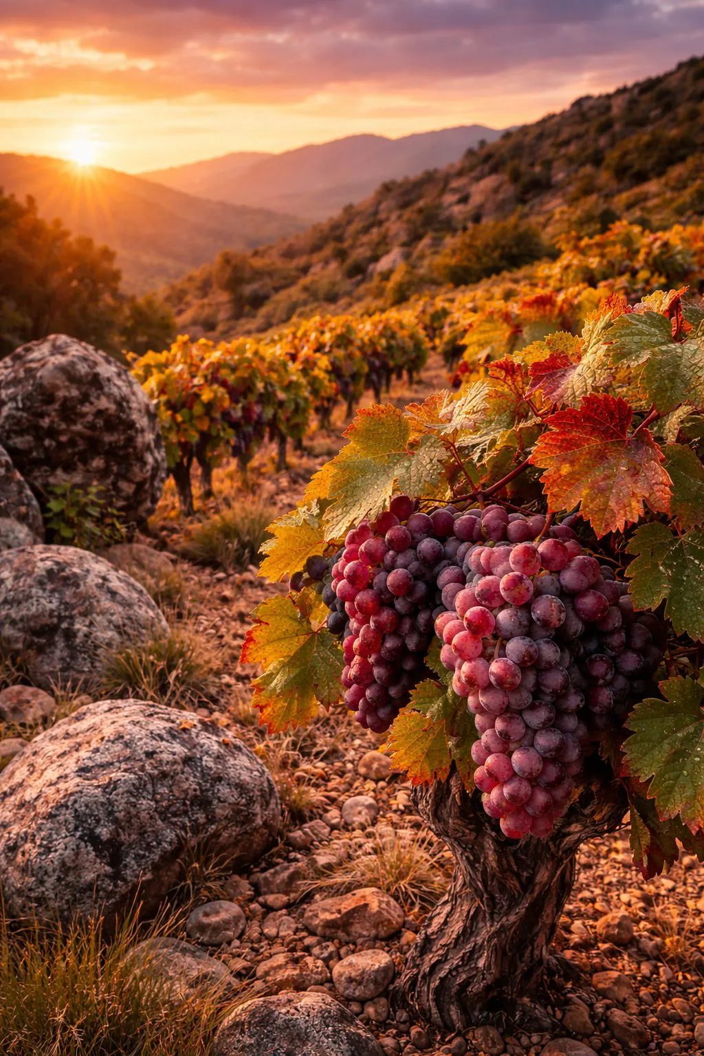 Paisaje de viñedo de Rufete en laderas y bancales salmantinos