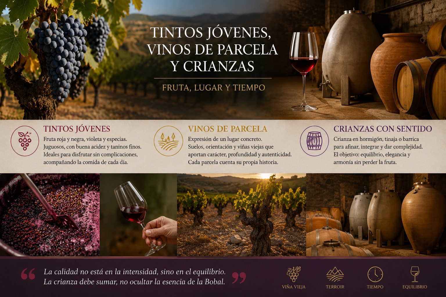 Detalle de racimos de Bobal en el viñedo