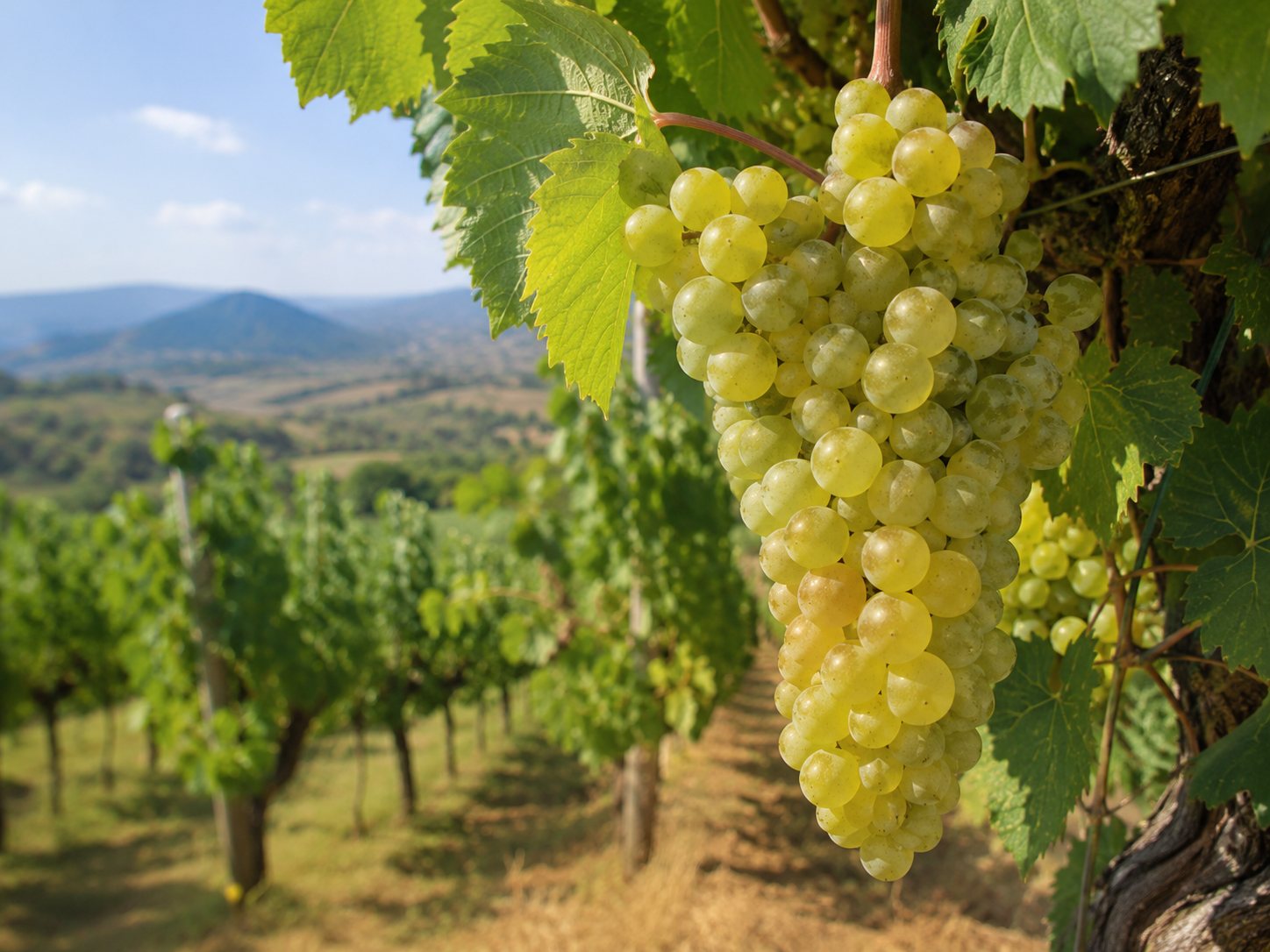 Racimos de uva Greco en el viñedo