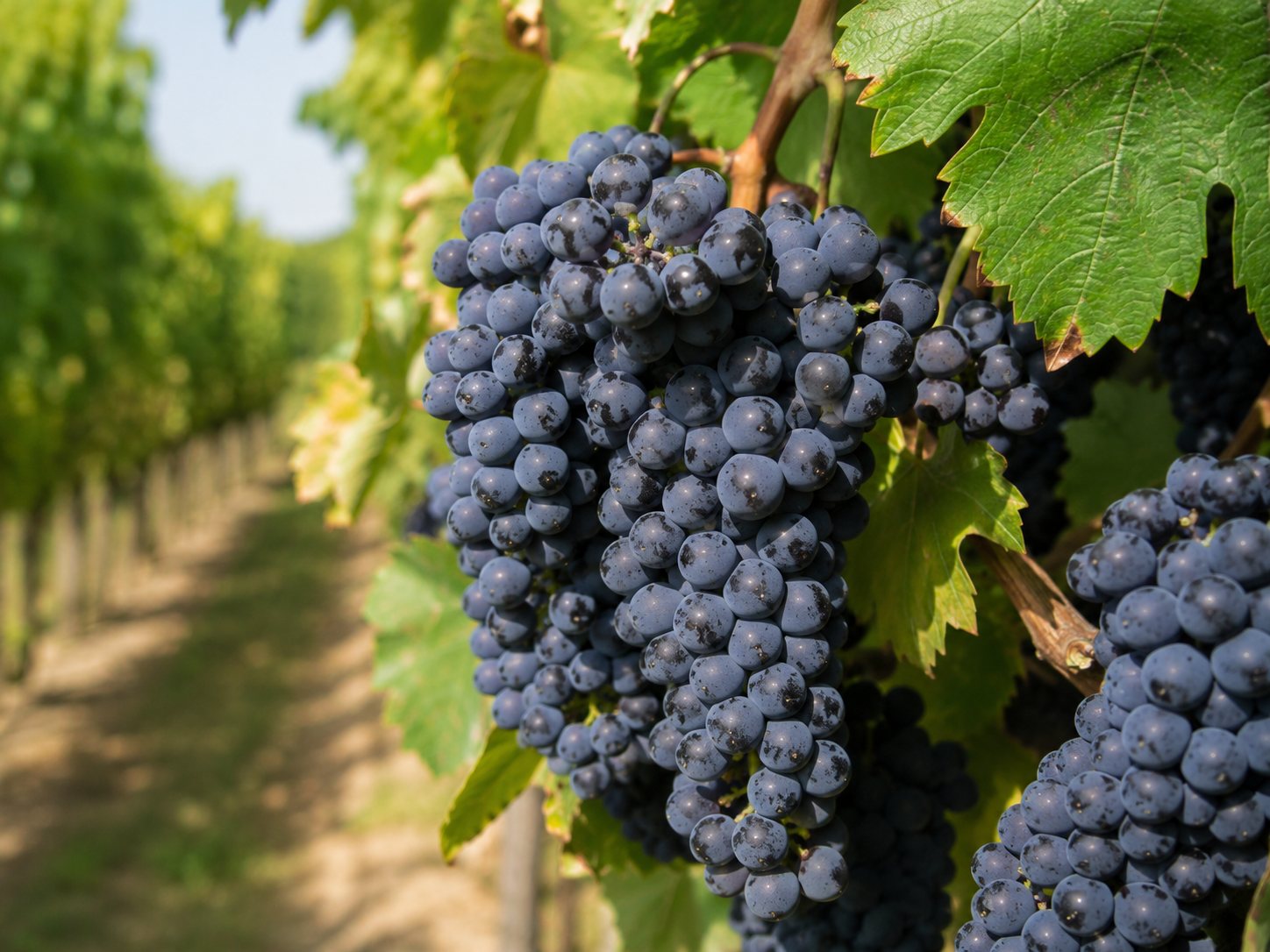 Racimos maduros de uva Pinot Meunier en Champagne