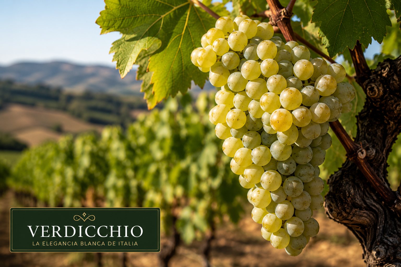 Racimos de uva Verdicchio en el viñedo