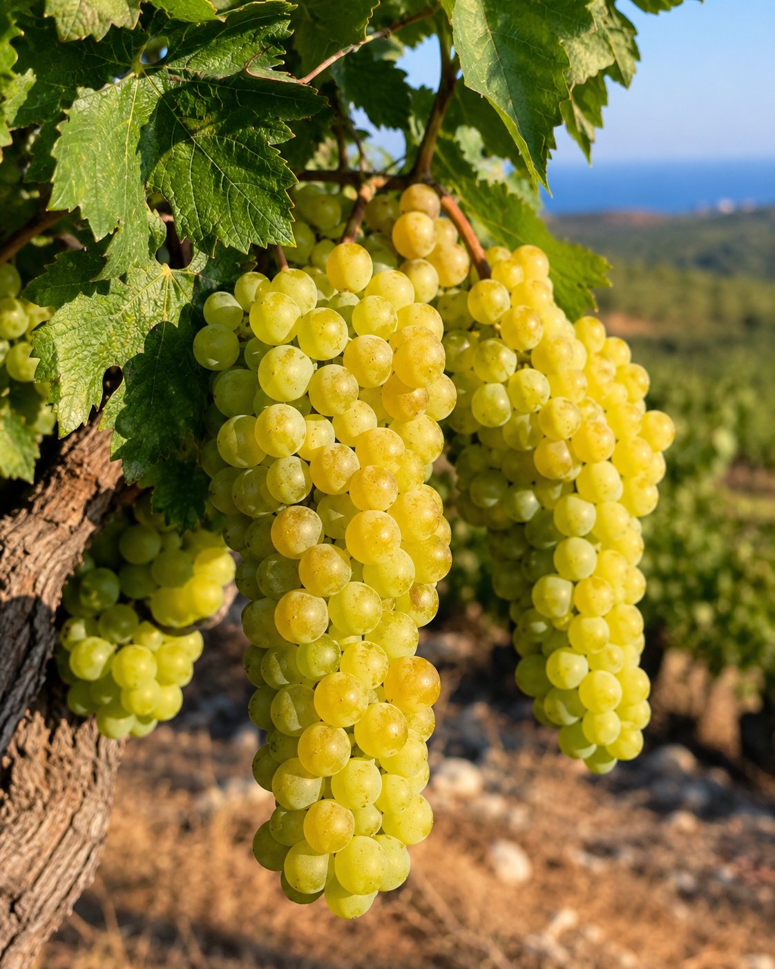 Racimo de uva blanca Vilana de Creta