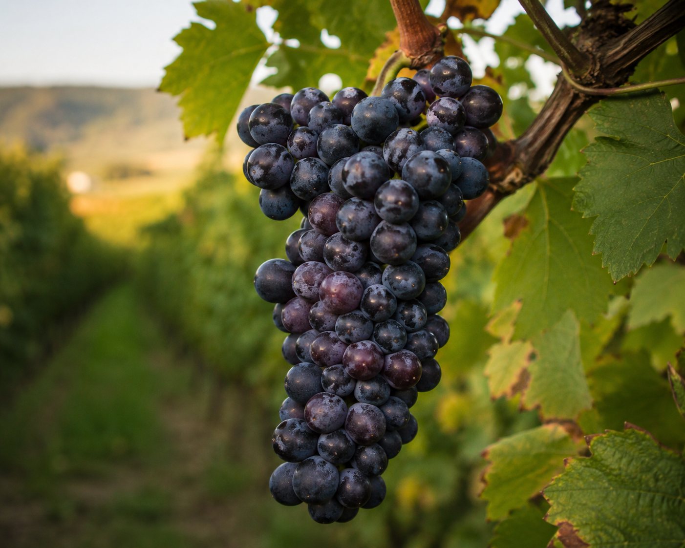 Racimos de uva Zweigelt en el viñedo