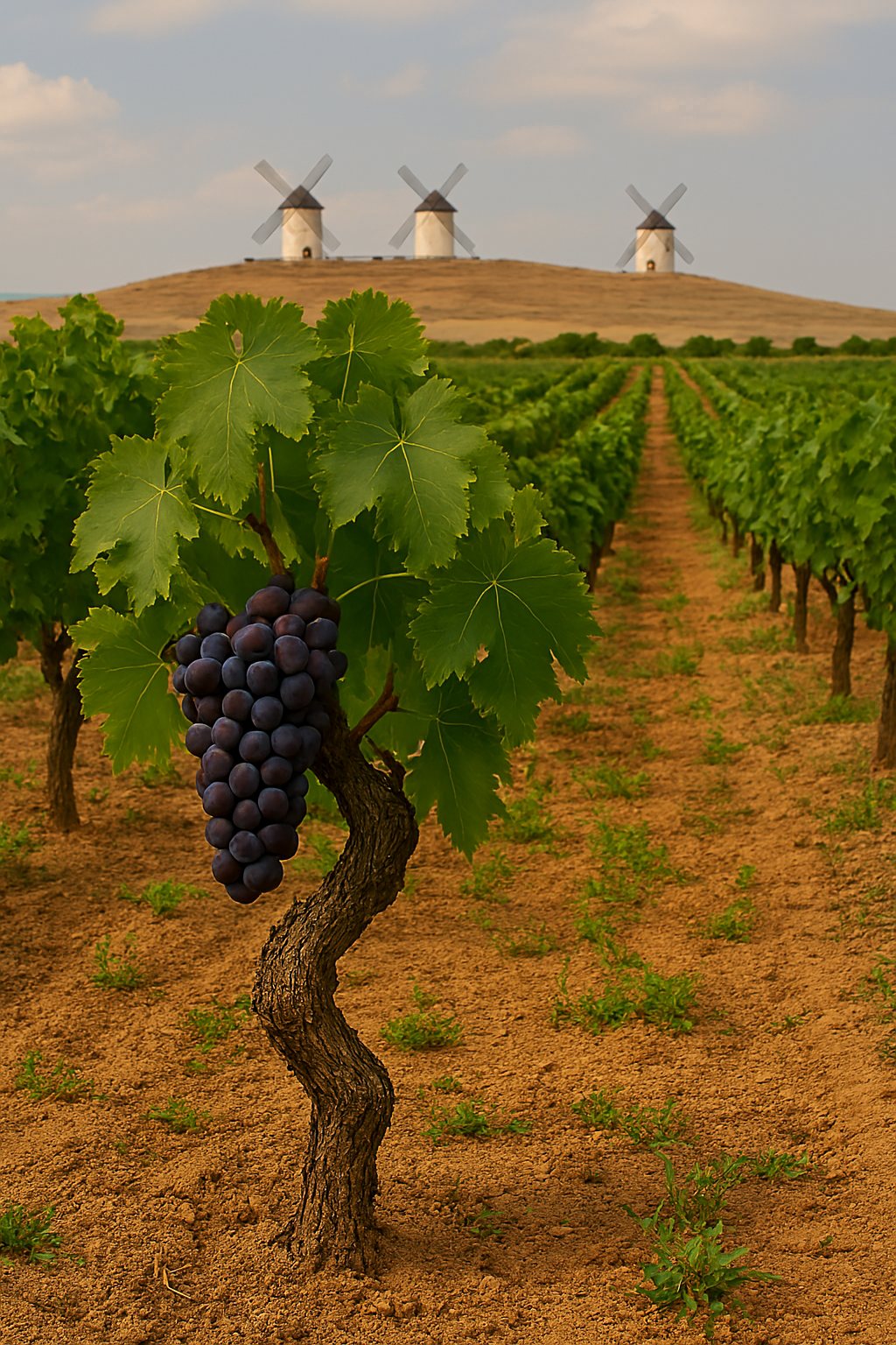 Paisaje de viñedos de Garnacha Tintorera en Almansa