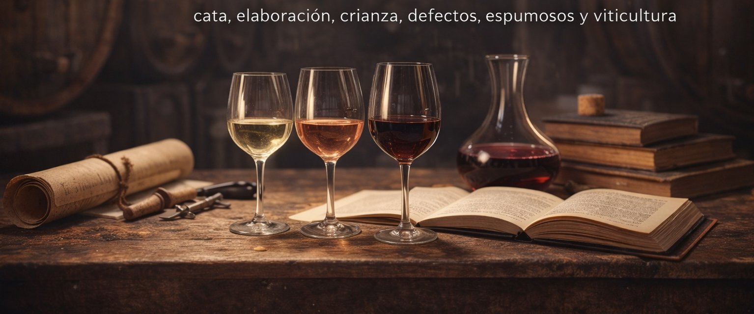 Glosario del vino con términos de cata, elaboración, crianza, servicio y viticultura