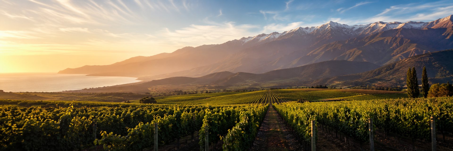 Viñedos chilenos entre la cordillera de los Andes y la influencia del océano Pacífico