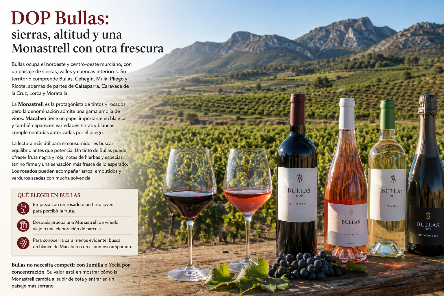 Viñedos de Bullas en laderas y zonas de altitud del noroeste de Murcia
