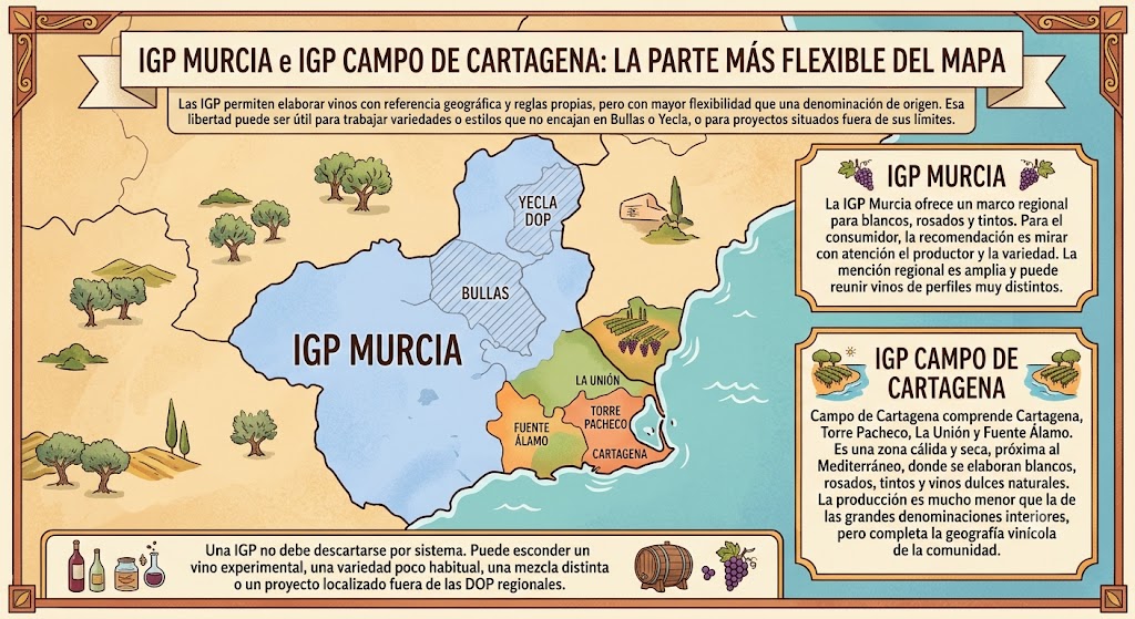 Viñedos y bodega del Campo de Cartagena con paisaje mediterráneo del sureste de Murcia
