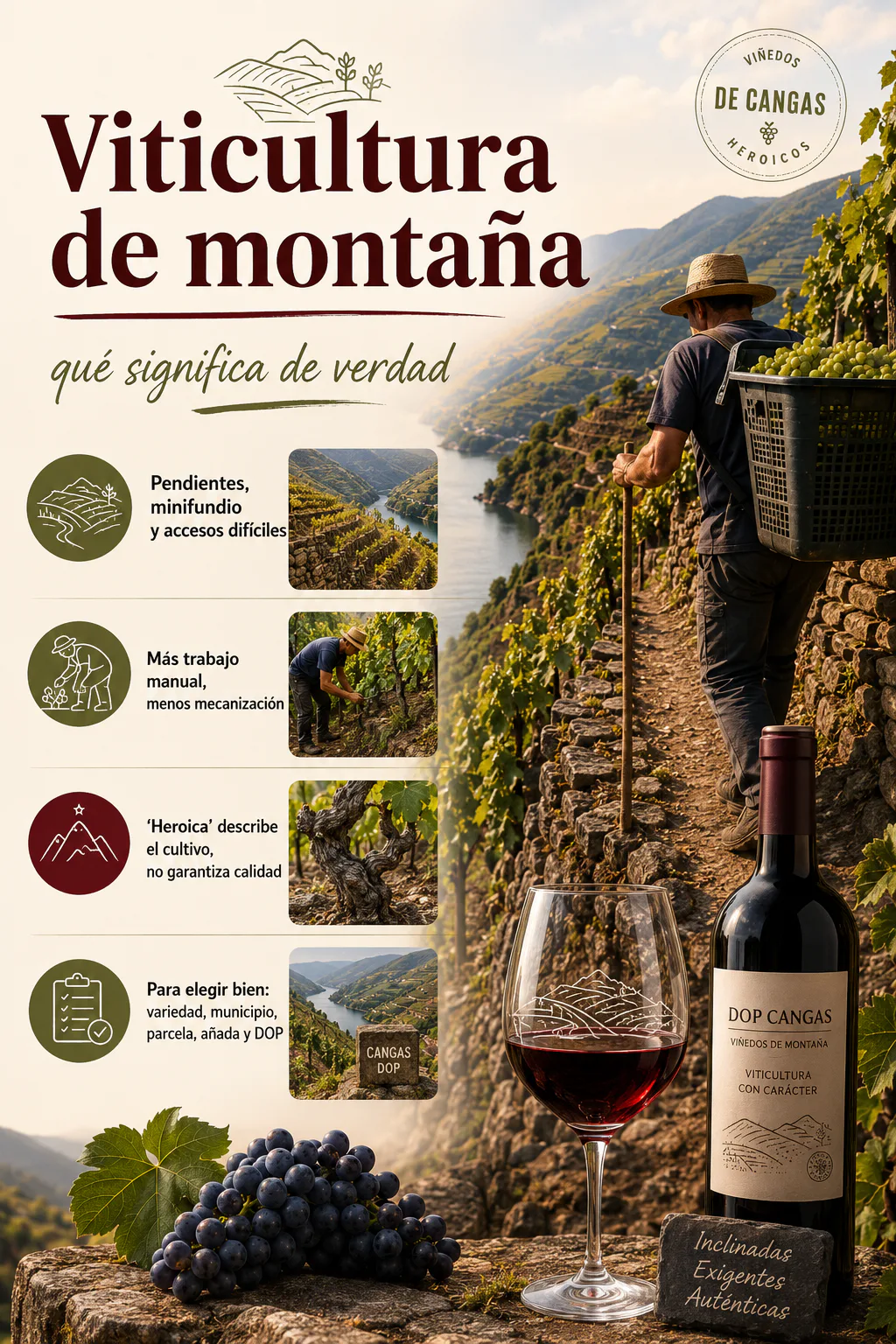 Viñedos de montaña de la DOP Cangas en laderas del suroccidente de Asturias