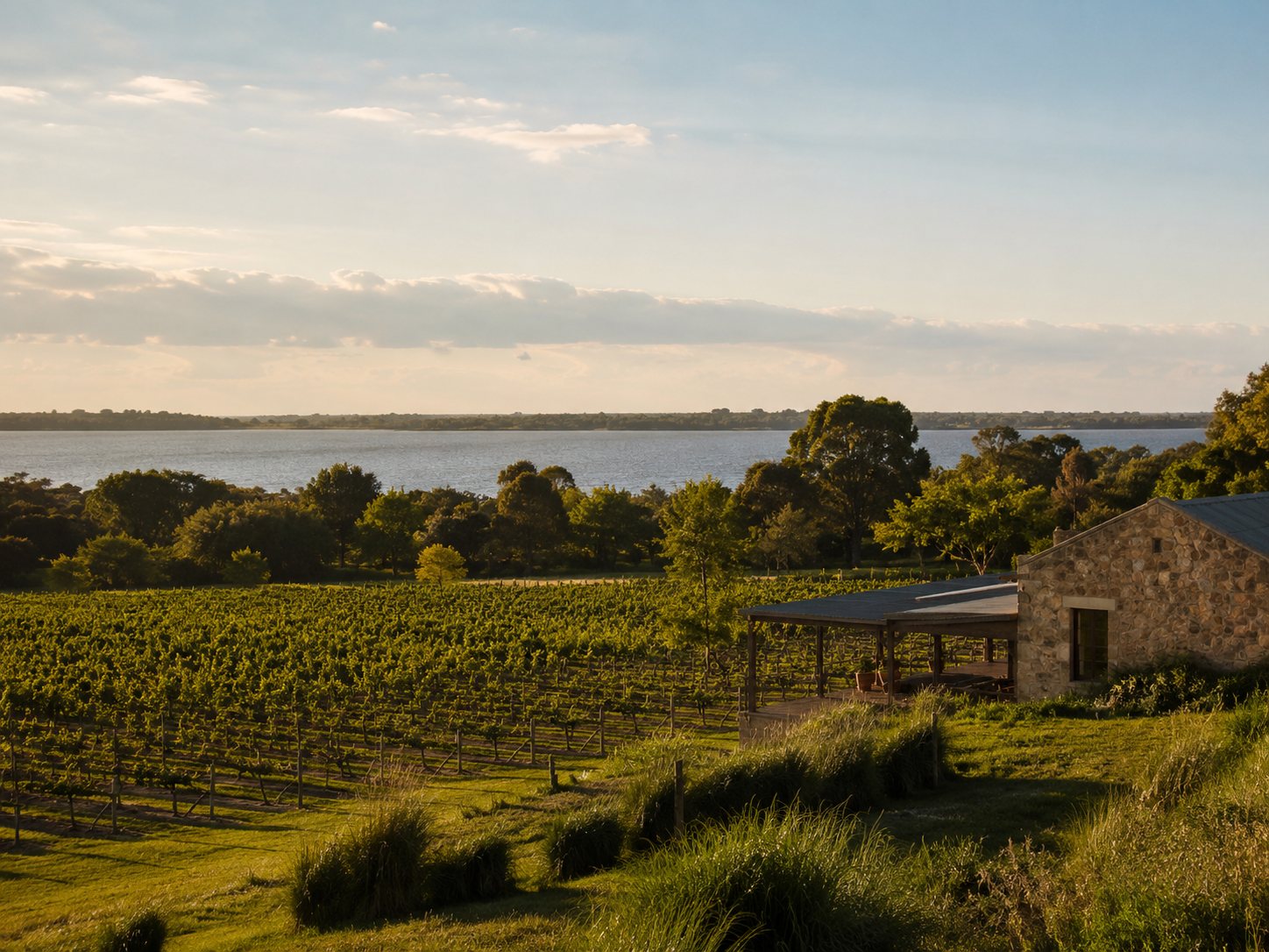 Viñedos de Colonia y Carmelo próximos al Río de la Plata