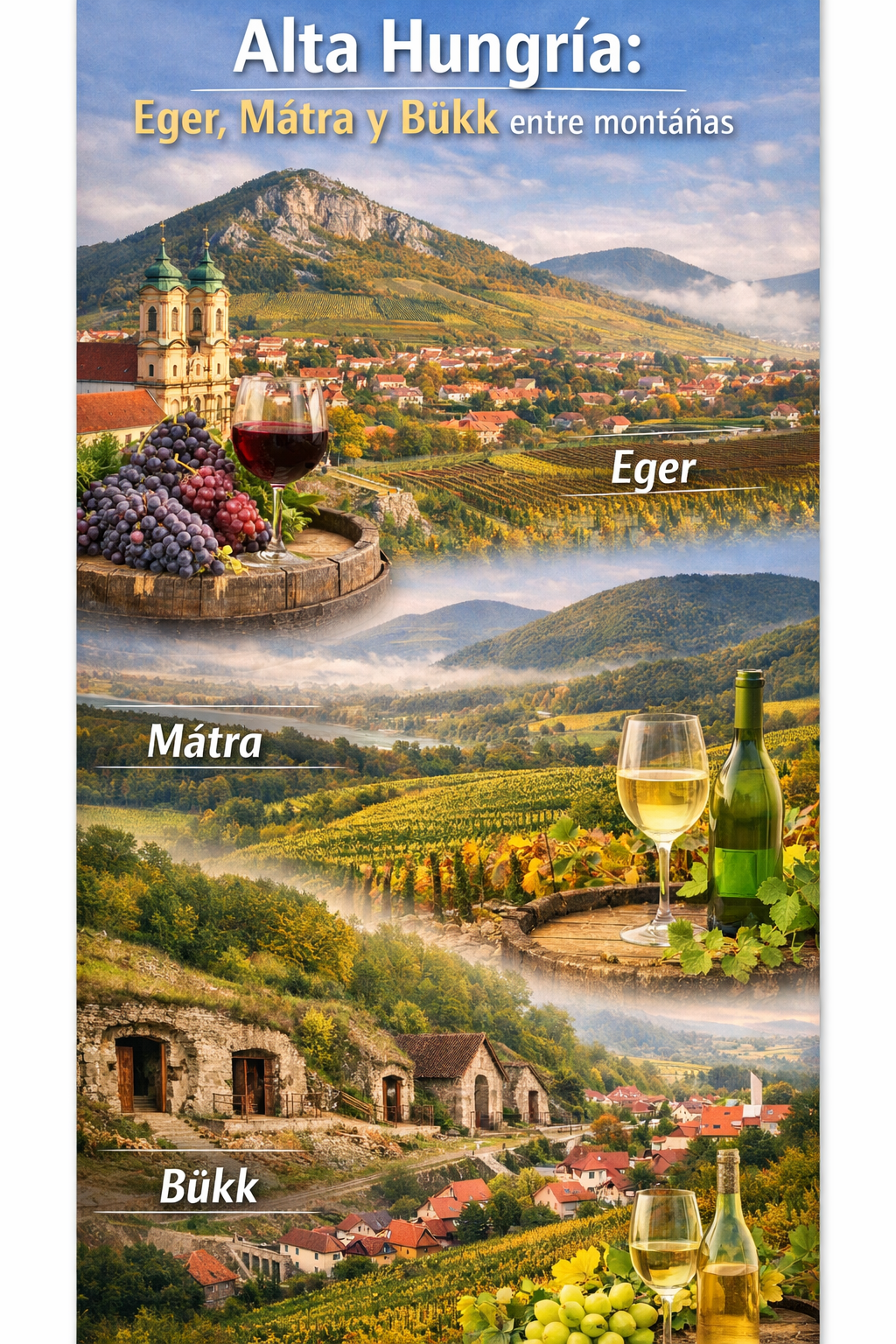 Viñedos de Eger en las estribaciones montañosas del norte de Hungría