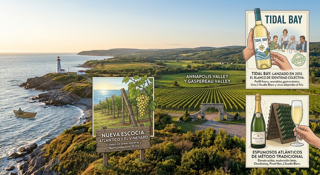 Viñedos de Nueva Escocia cerca de la bahía de Fundy y el paisaje atlántico