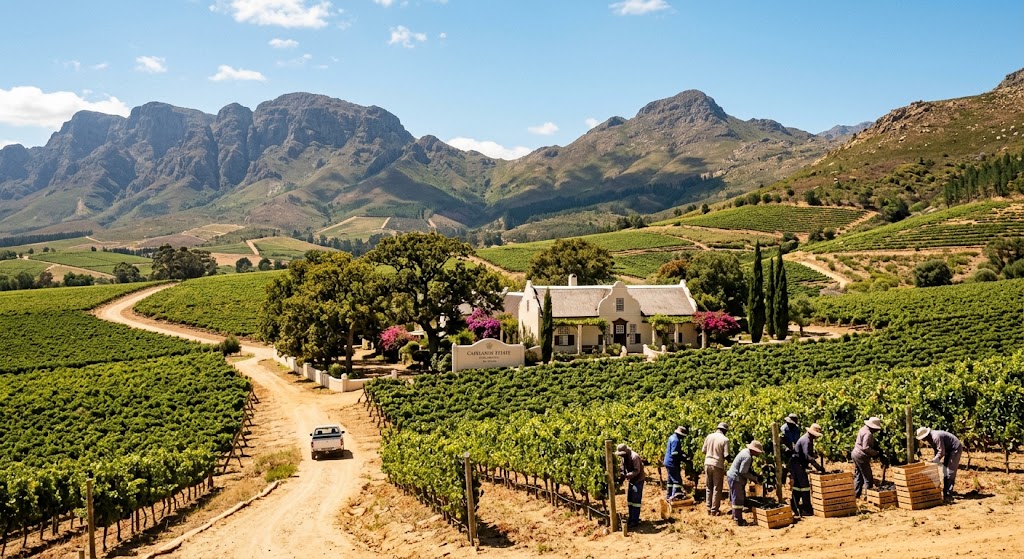 Viñedos de Paarl, Franschhoek y Wellington entre montañas del Cabo